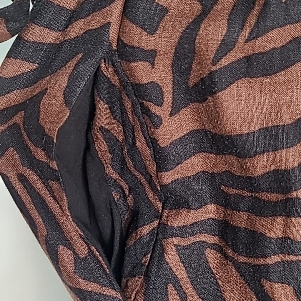 Nicole Miller Brown & Black Maxi-Dress with Halter Neck, Tiers, Ruffle, Size XS - Picture 6 of 11